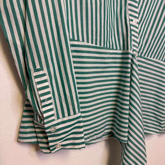 NWT $298 Veronica Beard Claude Striped Asymmetric Button-Front Top - Picture 5 of 6